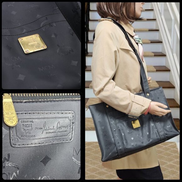 MCM Black Visetos Shopper Bag - Picture 4 of 17